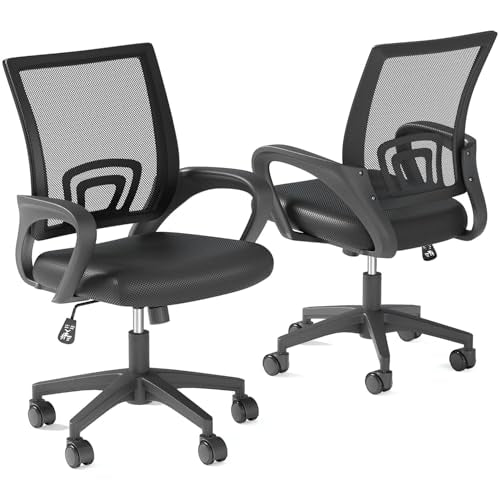 OS MOTOR Ergonomic Mid-Back Mesh Office Chair (Black, 2 Pack) - color: Black, size: Double Chairs
