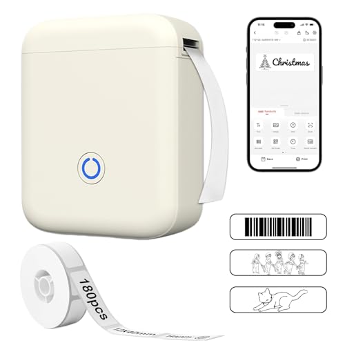 P11 New Version Label Maker Machine with Tape,300DPI Bluetooth Label Printer, Portable Thermal Printer,Sticker Maker for Organizing Home Office School (White)