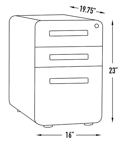 Laura Davidson Furniture Stockpile 3 Drawer File Cabinet with Lock - Under Office Desk Metal Filing Cabinet, Legal/Letter File Folders, Wheels and Stationary Feet, Pre-Assembled, Orange Faceplate - color: Orange Faceplate