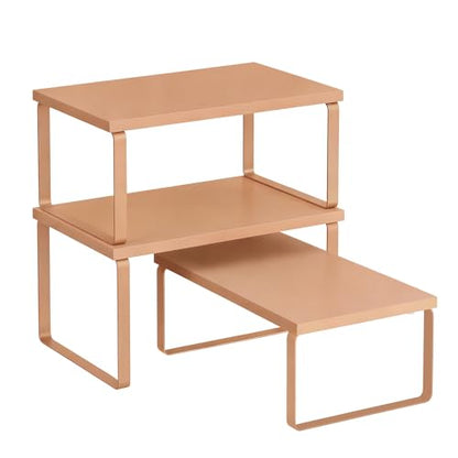 SONGMICS Cabinet Organizer Shelf, Set of 3 Spice Rack, Kitchen Storage | Kitchen Storage, Spice Rack, Expandable, Apricot, BYSTRO Collection UKCS220Y01 - color: Apricot