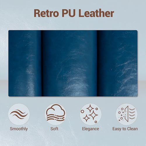 Leather Office Chair with Wheels,Ergonomic Swivel Rolling Task Chair,Padded Seat and Armrests,Adjustable Height Home Desk Chair,Executive Computer Chair, Gold Base Makeup Vanity Chair,Blue - color: Blue