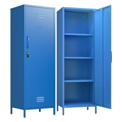 Metal Locker Storage Cabinets Kids Lockable Single File Storage Cabinet with Digital Lock Locker for School Gym Pantry Kitchen (Navy) - color: Navy, size: 59.06"H