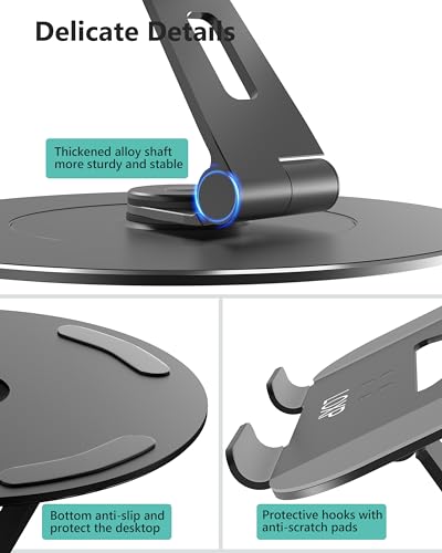 LOXP Ultra-Stable Laptop Stand for Desk with Larger Base | Military-Grade Aluminum Anti-Loosening Structure - Height Adjustable Laptop Stand Suitable for 10-17.3 inch - color: Glossy Black