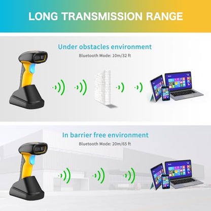 NETUM Upgraded QR Industrial Bluetooth Barcode Scanner with Charging Dock