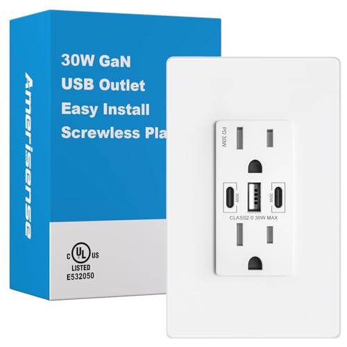 30W PD3.0 USB Wall Outlet, 15 Amp Tamper-Resistant Receptacle with 2 USB Type C Ports&1 USB Type A Port, USB Charger for iPhone/iPad/Samsung/LG/MacBook air, UL Listed - size: 15 Amp
