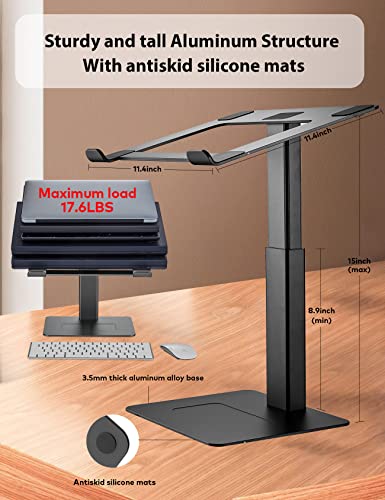 Laptop Stand for Desk, Ergonomic Sitting and Standing Laptop Riser for Notebook MacBook 11-17 Inches，DJ Laptop Stand Adjustable Height from 7-15 Inches Aluminum(Black) - color: Black
