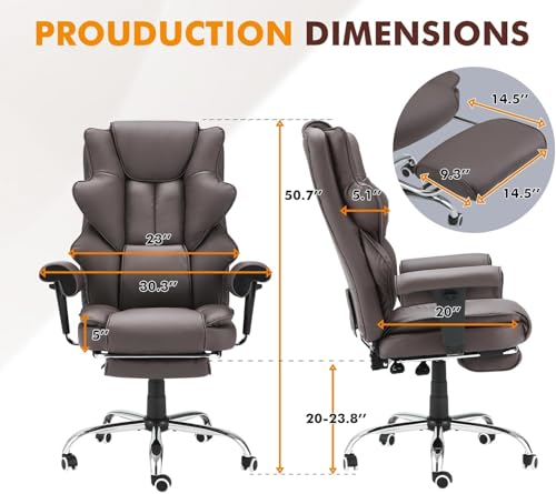 HOMREST Heated Massage Executive Office Chair with Foot Rest,Brown - color: Brown