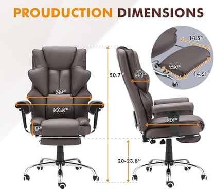 HOMREST Heated Massage Executive Office Chair with Foot Rest,Brown - color: Brown