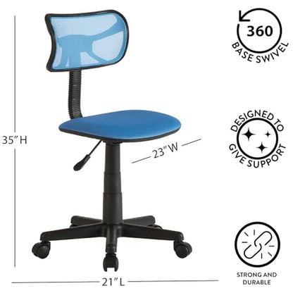 Urban Lifestyle Swivel Desk Chair, Stylish and Compact Office Chair with Mesh Back, Swivel Function, Adjustable Height, and Cushioned Seat, Cyan Blue - color: Cyan Blue