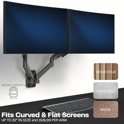 VIVO Height Adjustable Mechanical Extended Arm Dual Monitor Wall Mount Full Motion Articulating, Fits 2 Screens 17 to 32 inches, Black, MOUNT-V002G - size: Up to 32", style: Dual Mount
