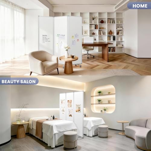 MAKELLO Office Partition 71"x71", Cubicle Room Divider on Wheel, Whiteboard | 3 Panel Foldable Privacy Panel, Writing, Sound Proof, Strong Magnetic, Freestanding, Room Partition for Office, Home, School - color: Whiteboard