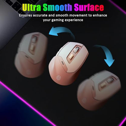 Gaming Mouse Pad, RGB Mousepad, Large Mouse Pad, Non-Slip Rubber Base, 800 * 300 * 4mm, 15 Light Modes, Waterproof Surface, for MacBook, Gaming, PC, Laptop - color: black+L