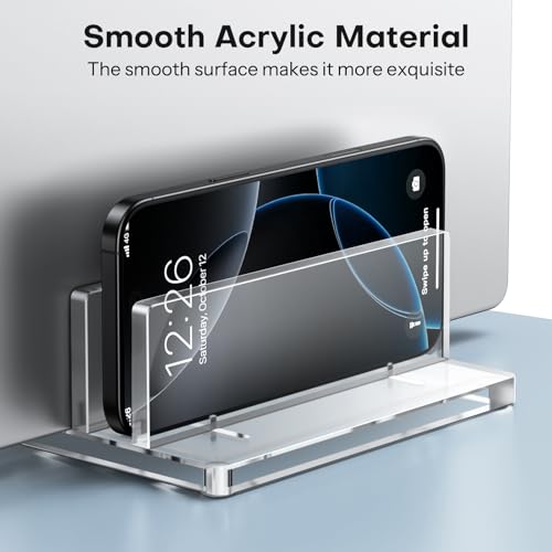 OMOTON Vertical Laptop Stand, Clear Acrylic Dual Holder for MacBook Gaming - size: Dual-Clear