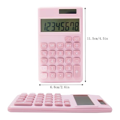 Basic Standard Calculators Small Digital Desktop Calculator with 8-Digit LCD Display, Battery Solar Power Smart Calculator Children's School Adult Office Family Standard Functions (8 Bit Pink) - color: 8 Bit Pink