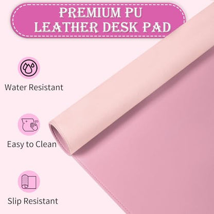 47.2" x 23.6" Large Desk Pad - Non-Slip PU Leather, Waterproof Writing Mat for Keyboard & Mouse, Fairy Tale Pink - color: Fairy Tale Pink, size: 47.2" x 23.6"