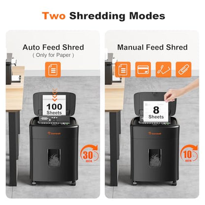 Bonsaii 100 Sheets Auto Feed Paper Shredder and 12-Pack Shredder Lubricant Sheets and 24-Pack Shredder Lubricant Sheets