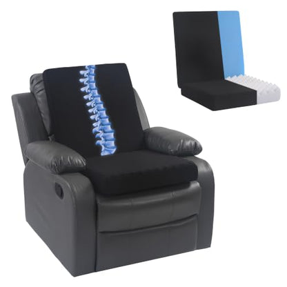 Recliner Seat Cushion, Egg Foam Creat Seat Cushion & Memory Foam Back Pad | Pressure Relief Chair Cushion for Elderly, Wheelchair, Office Chair, 20x20x4in Seat, 20x22x3in Back, Black