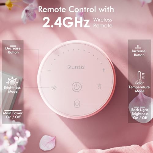 Quntis Pink Monitor Light Bar with Backlight, Desk Light Bar with Remote | Eye-Care No Glare, Space Saving, Stepless Dimming, Desk Lamp for Home Office Gaming Reading Study Drawing, as Gifts for Girls - color: Pink