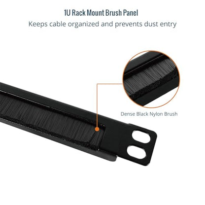 Tecmojo 2 Pack 0.5U Cable Management Brush Panel for 10" Server Rack, Rack Mount Cable Organizer for Network Cabinet, Black - size: 0.5U Brush Panel/2 Pack