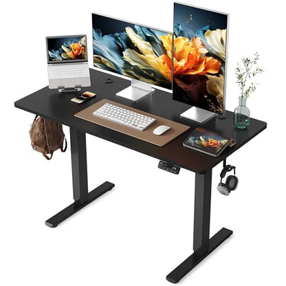 YIHAYO Electric Standing Desk, 48 x 24 Inches Stand Up Desk with Splice Board, Adjustable Height Desk, Computer Desk for Home Office, Black Frame/Black Top - color: Black Frame/Black Top, size: 48*24 Inch