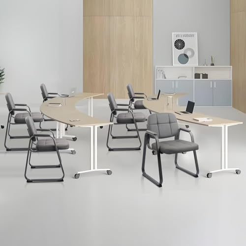 CLATINA Waiting Room Chair | Leather Guest Chair with Padded Arms no Wheels for Office Reception Conference Desk with Sled Base Grey, 1PK - color: Gray(sled Base), size: 1 pack