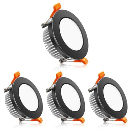 2 Inch LED Downlight, Recessed Lighting Dimmable Ceiling Light, 3W, 4000K Natural White, CRI80 with LED Driver(35W Halogen Equivalent), Black 4 Pack - color: Natural White, size: Black/4 Pack