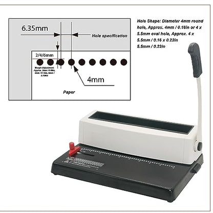 Professional Spiral Coil Binding Machine Heavy Duty Stainless Steel Wire Binder with Round Hole Punch and Ergonomic Handle for Office Document Binding Letter A4 A5 Size