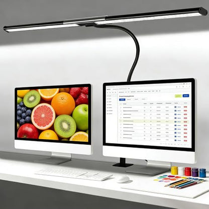 33Inch Desk Lamp for Home Office, Eye-Caring Architect Desk Lamp with Clamp, 24W Ultra Bright Auto Dimming Computer Light Stepless Dimming and Tempering Table Light for Reading, Study, Work