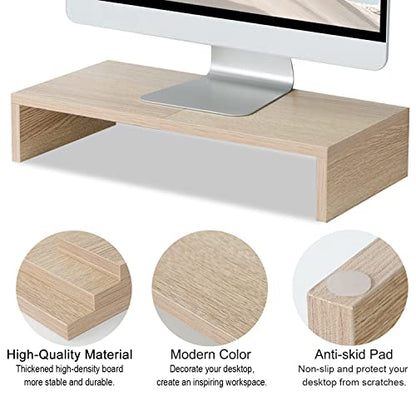 TEAMIX 20 inch Wood Monitor Stand Riser, Wooden Desktop Stand Shelf, Maple - color: Maple, size: 20 inch