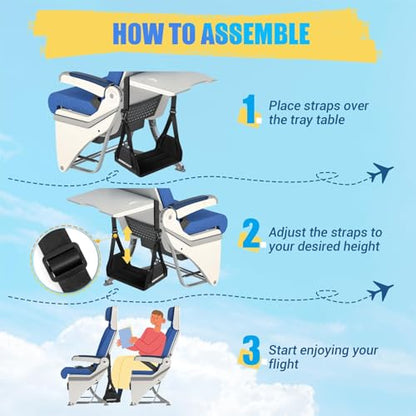 Airplane Foot Fammock, No Collapse Thickened Bamboo Plane Foot Rest Travel | Portable Airplane Foot Sling Wing with Thickened Foam & Carry Bag, Long-Flight Travel Essential Designed to Relax Your Feet - color: 2 Pcs Black