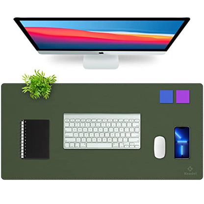 K KNODEL Large Sewing Leather Desk Mat, Desk Pad (Dark Green, 35.4" x 17") - color: Dark Green/Gray, size: 35.4" x 17"