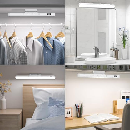 Ferswe 3W Rechargeable Light Bar, Touch Adjustable 3 Colors, 120 LED Mirror Lights, Magnetic for Cabinets, Makeup Battery, Stick On for Closet, Kitchen, Bedroom, Bathroom, Wall