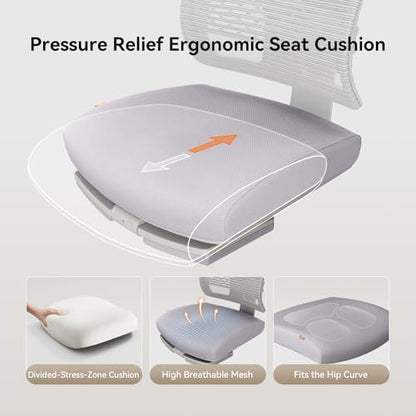 Newtral Ergonomic Office Chair, Auto-Following Lumbar Support Desk Chair with Footrest (Grey, 5D Headrest) - color: Grey, size: 5D Headrest
