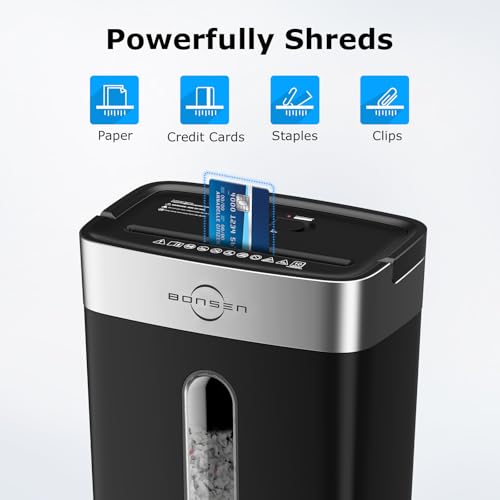 Bonsen 10-Sheet Cross Cut Paper Shredder for Home Office Heavy Duty - color: Black, size: 10-Sheet Cross Cut