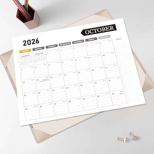 Desk Calendar 2026-2027, Large 22x17, Jun. 2026-Dec. 2027, Leather Back - color: Apricot