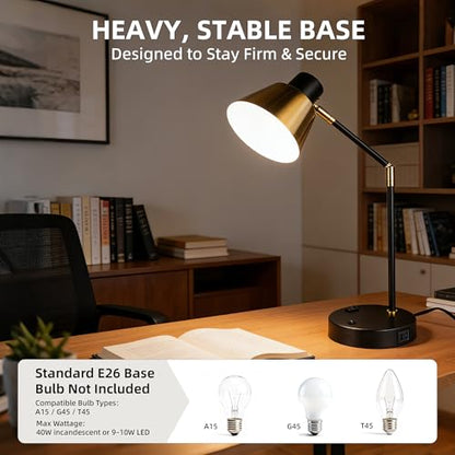 Modern Desk Lamp with USB & AC Outlet,270° Swivel (Bulb Not Included) - style: Modern 2