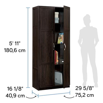 Sauder Storage Cabinet/ Pantry cabinets, 29.61 " x D: 16.02 " x H: 71.50", Cinnamon Cherry finish - color: Cinnamon Cherry