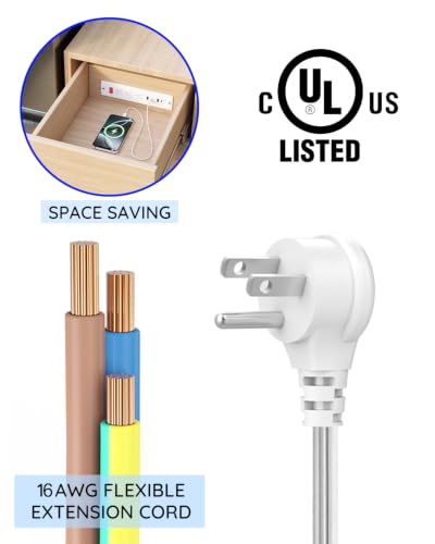 Drawer Outlet Charger Station with Cable Management Arm, White | USB C PD20W Fast Charger, Under Cabinet Desk Drawer, Power Outlet - color: White