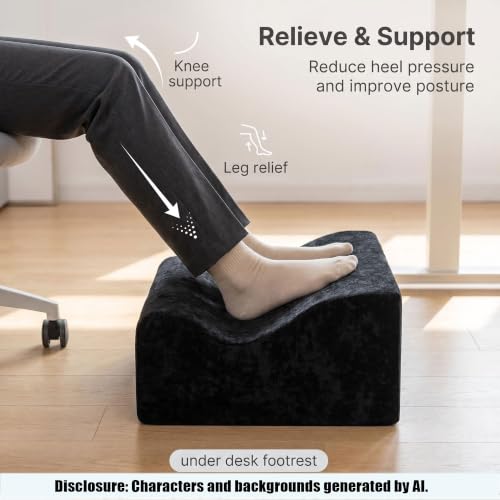 Foot Rest for Under Desk at Work, | Soft Ergonomic Footrest, Support Foot Pillow, Leg Elevation Cushion,Black+AA - color: Black+aa