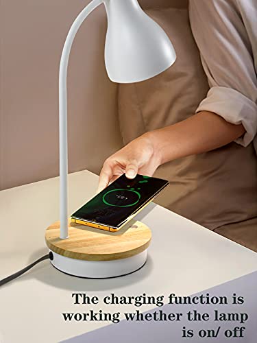 LALISU Metal Desk Lamp Wireless Charging Table Lamp Touch Reading Lights - color: White
