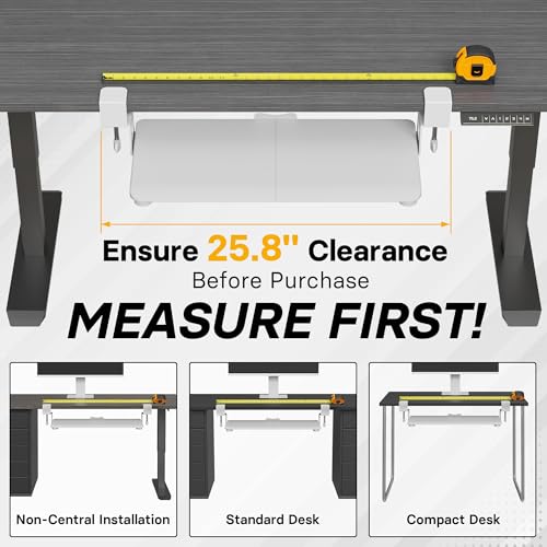 BONTEC KMT01-PJ Under Desk Keyboard Tray, Pull-Out Keyboard & Mouse Platform with C-Clamp, 20 x 11.8 in Space-Saving Ergonomic Slide-Out Drawer, White - color: White, size: 20" x 11.8"