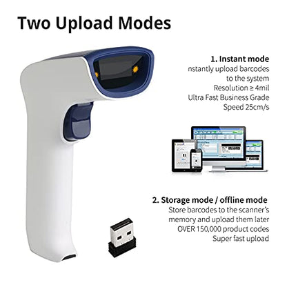 ScanAvenger Wireless Portable 1D Bluetooth Barcode Scanner: Hand Scanner 3-in-1, Cordless, Rechargeable Scan Gun for Inventory - USB Barcode Reader (1D Only No QR with No Next Gen Stand) - style: 1D With No Next Gen Stand