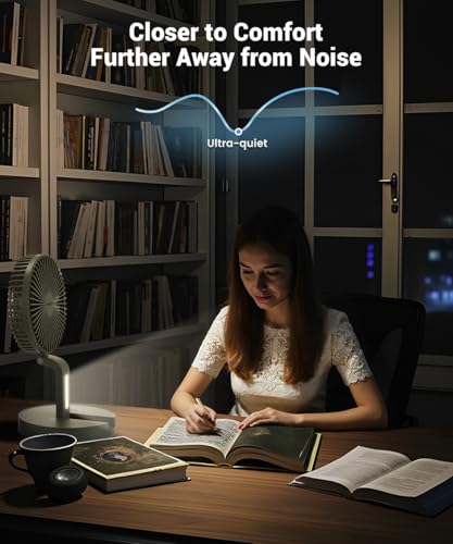 Geek Aire Foldable Battery Operated Fan, Portable Rechargeable USB Floor Table Fan with LED Light, Quiet Oscillating Pedestal Fans that Blow Cold Air for Bedroom Office Camping Travel - Grey - color: Grey