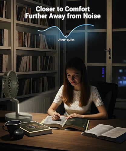 Geek Aire Foldable Battery Operated Fan, Portable Rechargeable USB Floor Table Fan with LED Light, Quiet Oscillating Pedestal Fans that Blow Cold Air for Bedroom Office Camping Travel - Grey - color: Grey