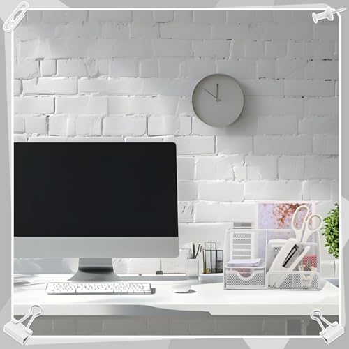 11 in 1 Desk Organizers and Accessories - White Office Supplies - Includes White Stapler, Tape Dispenser, Pen Holder, Staple Remover, Clips, Ruler, Scissors, Tapes, Tabs - color: White