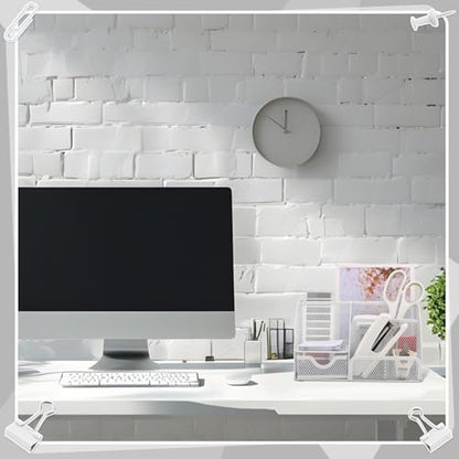 11 in 1 Desk Organizers and Accessories - White Office Supplies - Includes White Stapler, Tape Dispenser, Pen Holder, Staple Remover, Clips, Ruler, Scissors, Tapes, Tabs - color: White