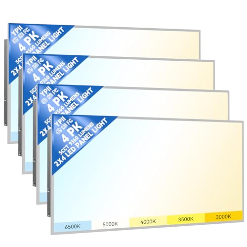 4Pack 2x4 LED Panel Light 5CCT Selectable Drop Ceiling Light Fixture - size: 4Pack, style: 2x4