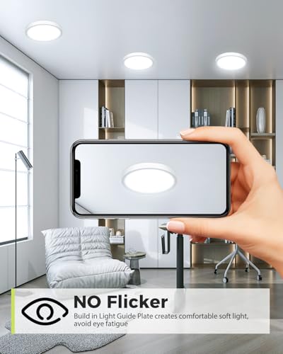 hepside 2Pack Dimmable Flush Mount Ceiling Light Fixture White, 3000/4000/6500K Ceiling Lamp, 7.5INCH 15W 1500LM Low Profile Light for Bedroom, Kitchen, Bathroom, Hallway - color: White, size: 7.5Inch-2pack