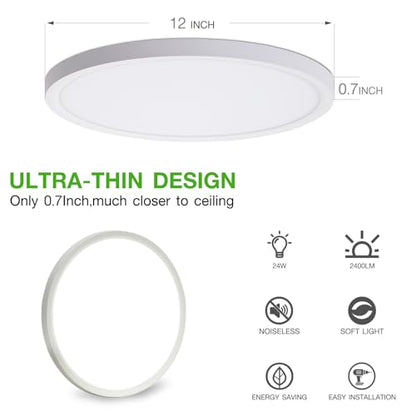12 Inch White LED Flush Mount Ceiling Light Fixture (6 Pcs) - color: White, size: 12inch-6Pack