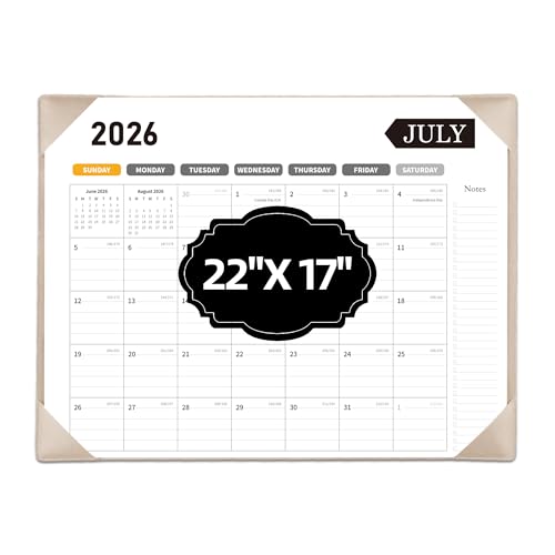 Desk Calendar 2026-2027, Large 22x17, Jun. 2026-Dec. 2027, Leather Back - color: Apricot